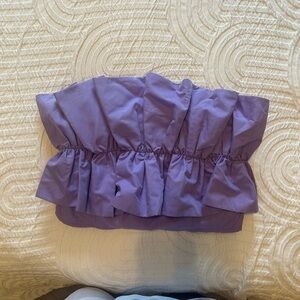 Do+Be Lavender Ruffle Strapless Crop Top
